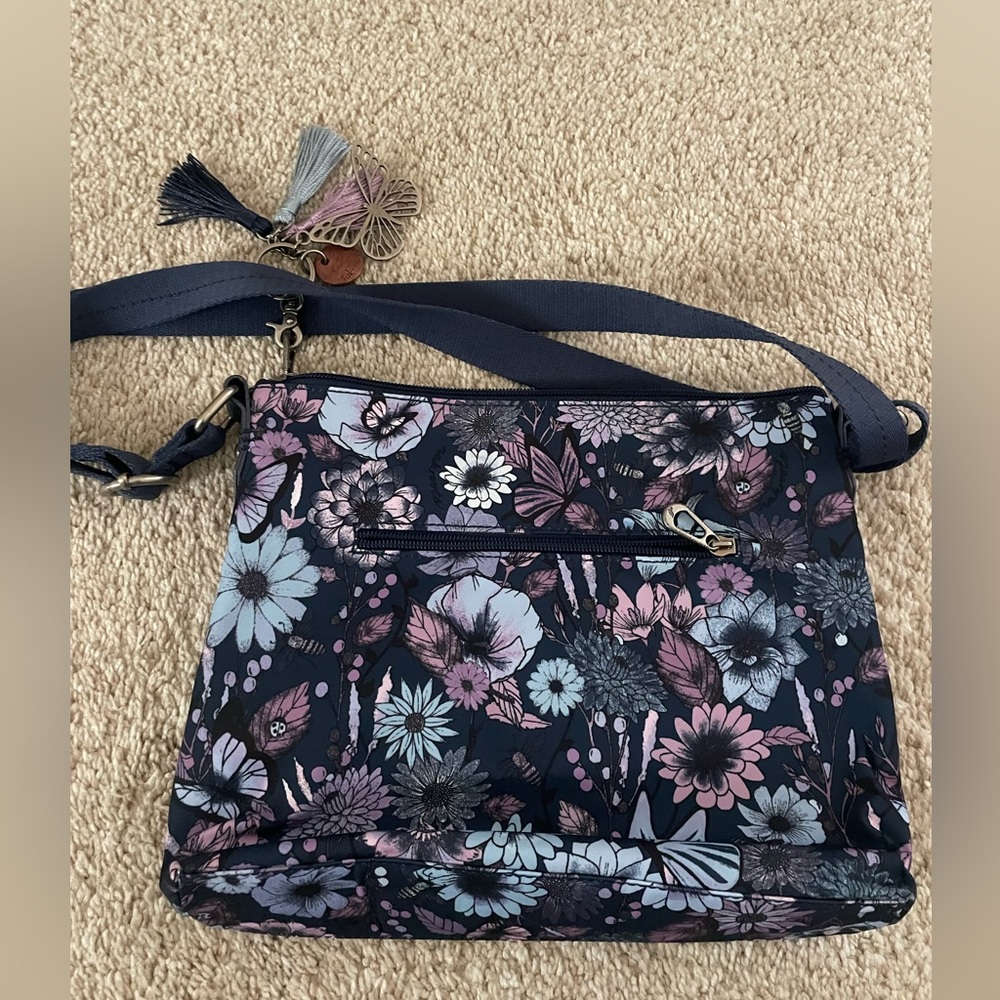 Sakroots Floral Navy Crossbody Bag